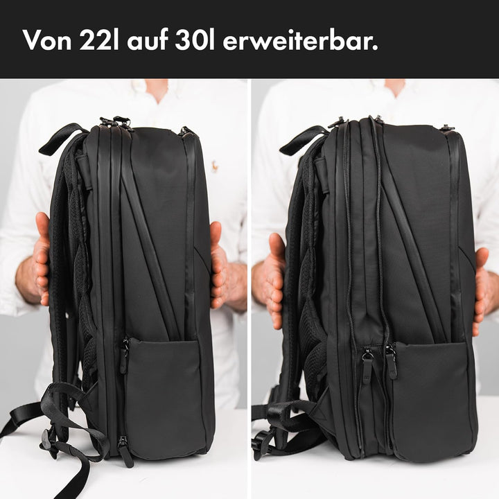 onemate Rucksack Backpack Pro 2 (Herren und Damen) Vielseitig und Durchdacht 22L Schwarz, Schwarz