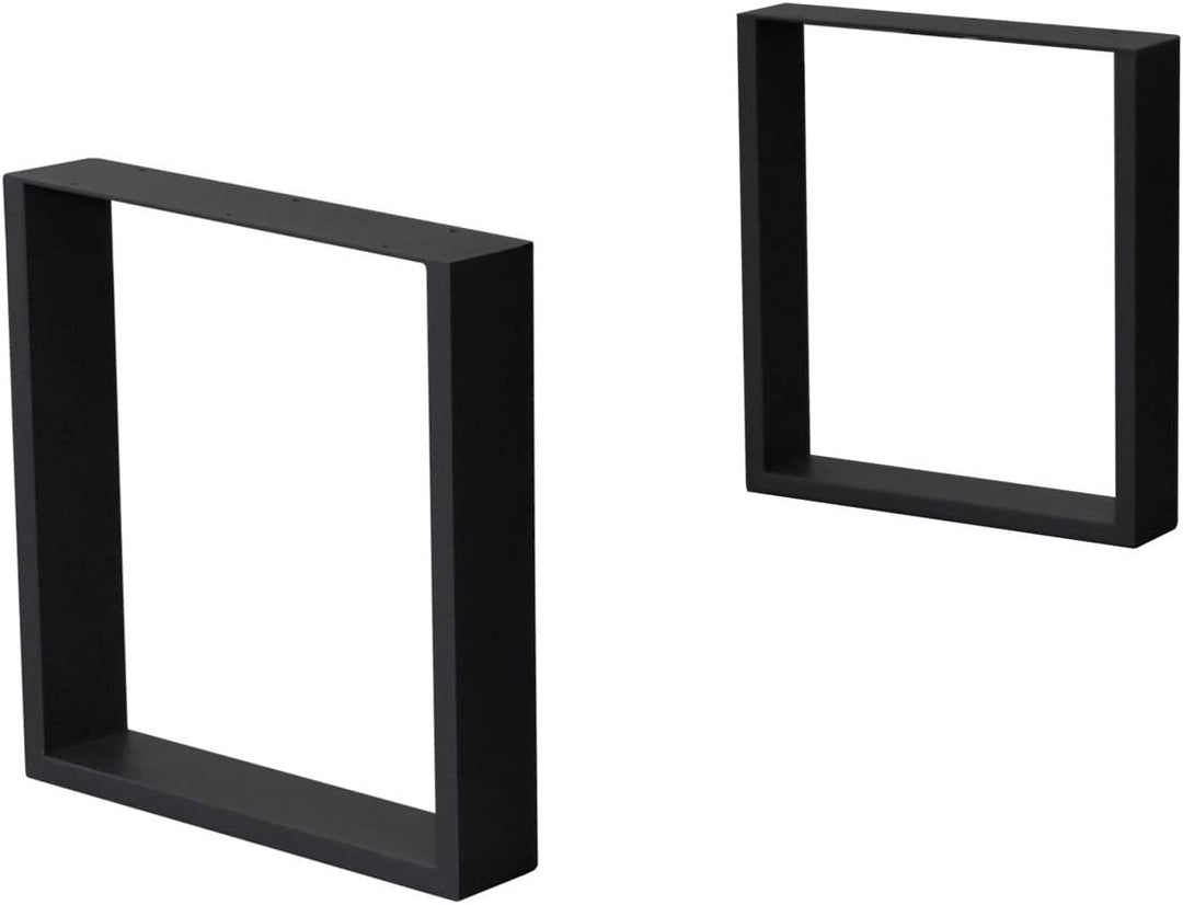 ECD Germany 2er Set Tischbeine 40x43 cm, Schwarz, Stahl pulverbeschichtet, Industriedesign, Vierkant