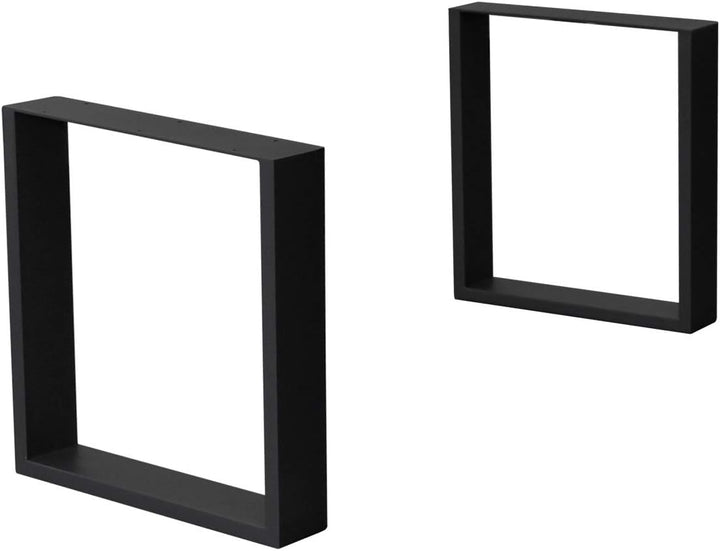 ECD Germany 2er Set Tischbeine 40x43 cm, Schwarz, Stahl pulverbeschichtet, Industriedesign, Vierkant