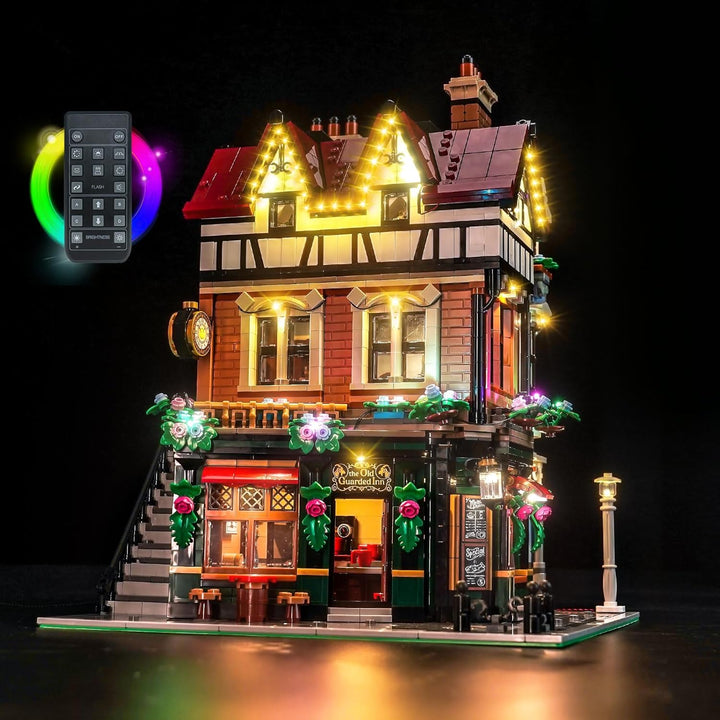 LocoLee Licht Set Kompatibel mit Lego Eckhaus im Tudorstil Fernbedienung Version, Nur Lichter Set -