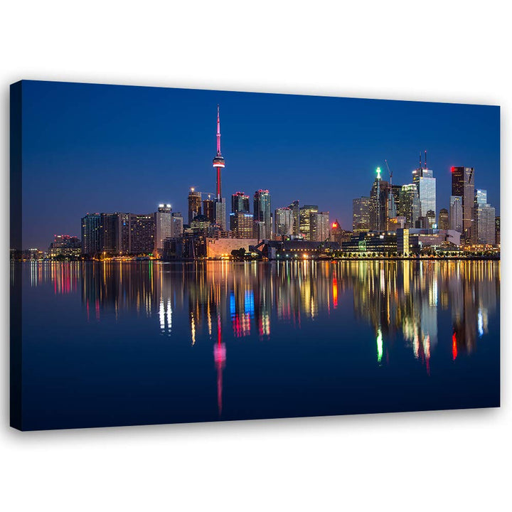 Feeby Bild auf Leinwand Toronto Kunstdruck modern Stadt Blau 80x60 cm Leinwandbild 80x60 cm Blau_d,