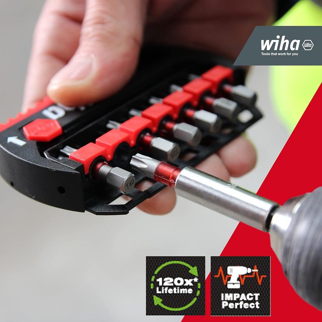 Wiha Bit Set BitBuddy 8-tlg. I TY-Bit 49 mm 1/4" E6,3 I Pozidriv I Zubehör für Schraubanwendungen I