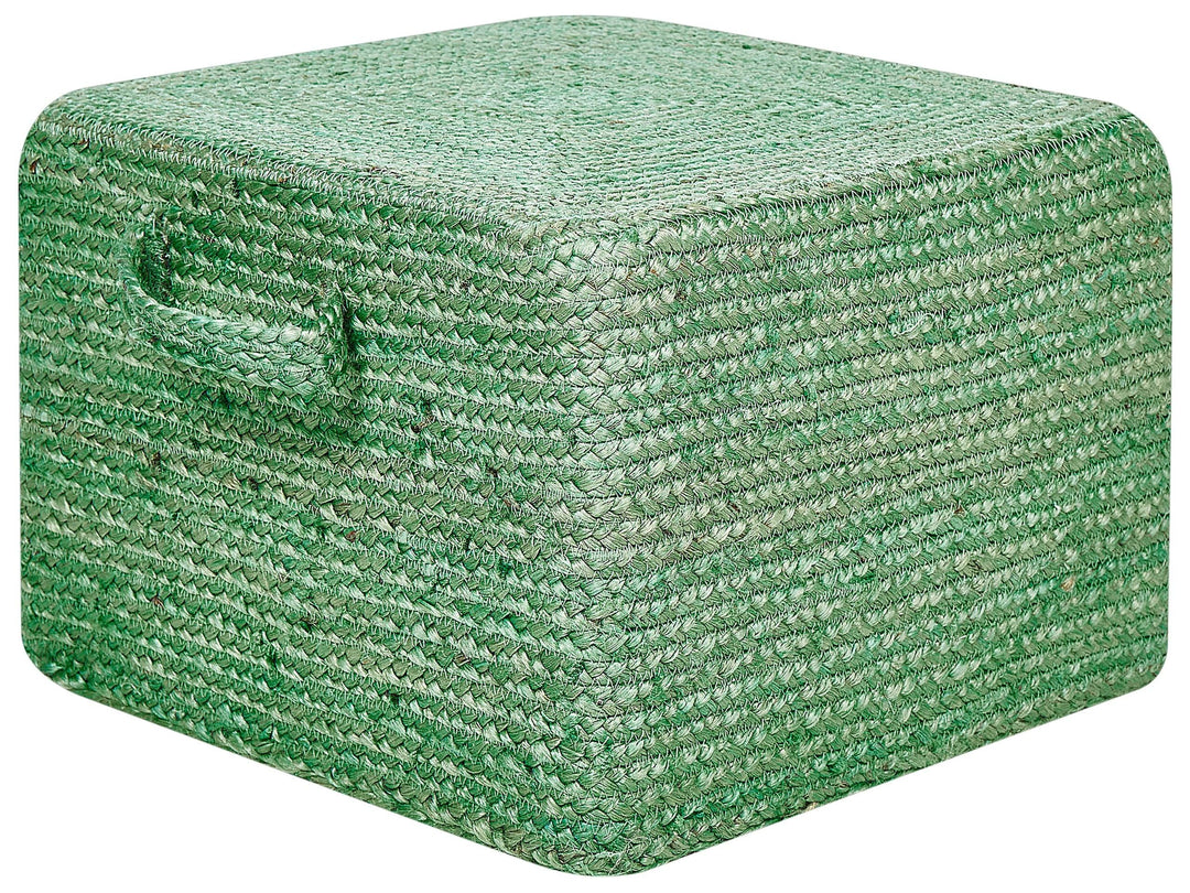 Pouf aus Jute grün 45x45x30 cm Sitzhocker im Boho Stil Dhadar