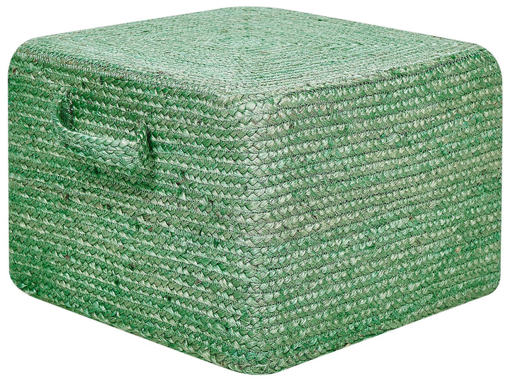 Pouf aus Jute grün 45x45x30 cm Sitzhocker im Boho Stil Dhadar