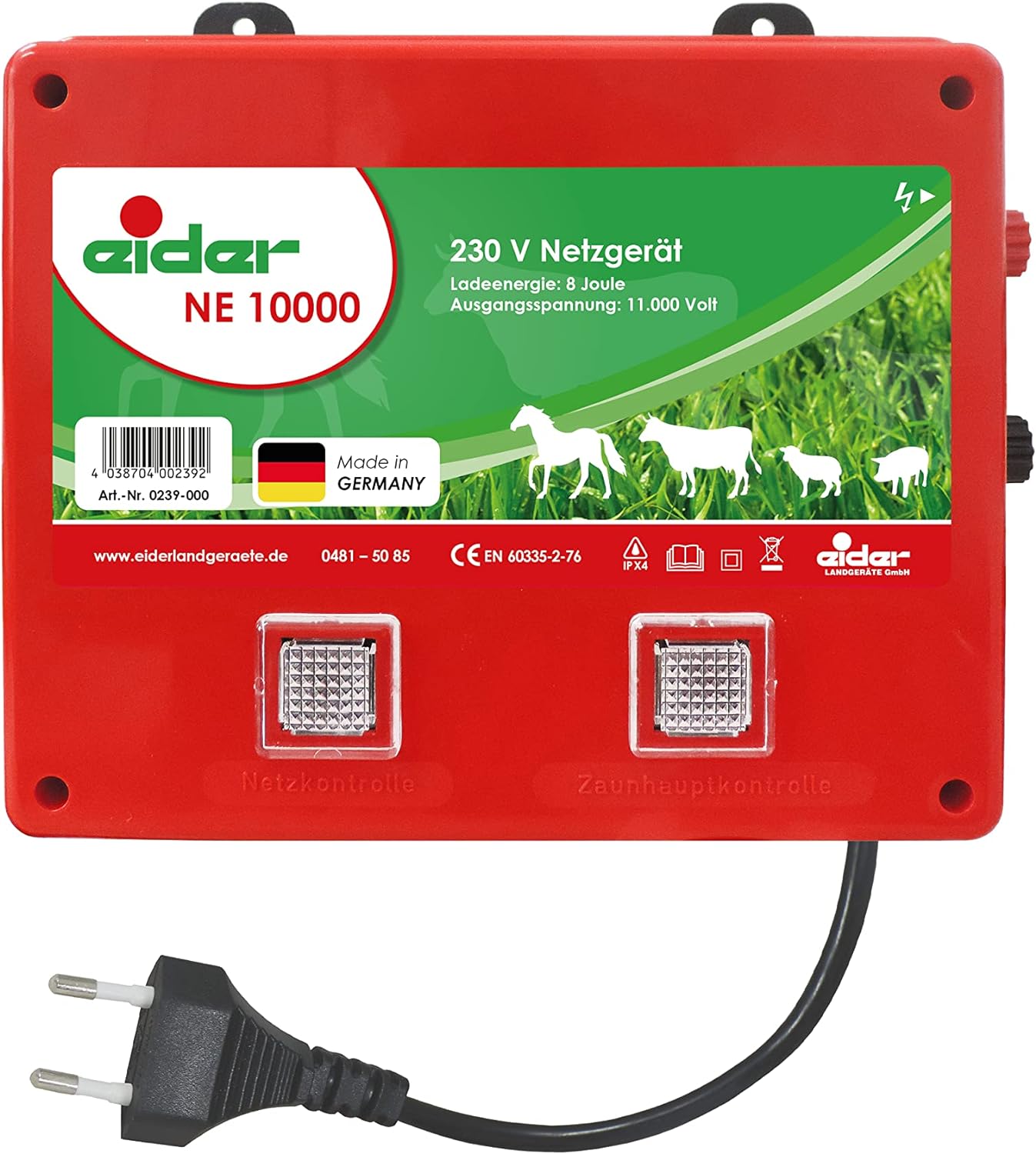 Agrarzone Valla eléctrica Duo 1500 12V, 230V, 2 Joule | para cercado de