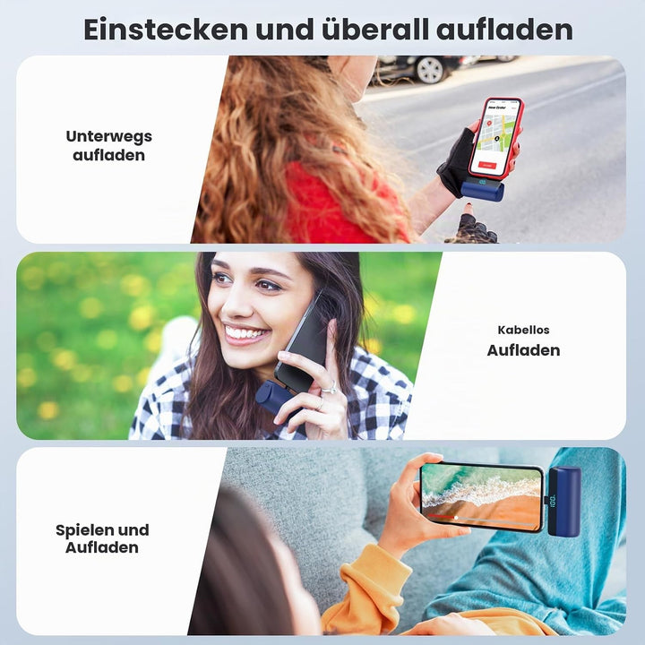 Feob Mini Power Bank 5200mAh für iPhone 17/16/15 Serie, PD Schnellladung Powerbank USB C Externer Ak