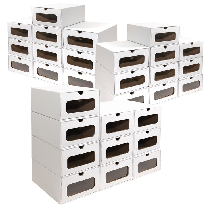 30 x PresentFill® Aufbewahrungsbox Weiss Schuhbox Schuhkiste Schuhschachtel Schuhkarton Ordnungsboxe