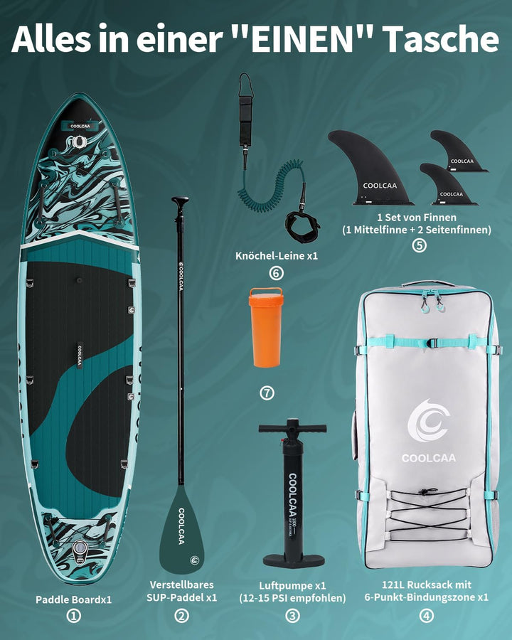 COOLCAA SUP Board, 355cm (Extra Gross) Stand Up Paddling Board, Aufblasbares Stand-Up Paddle Board m