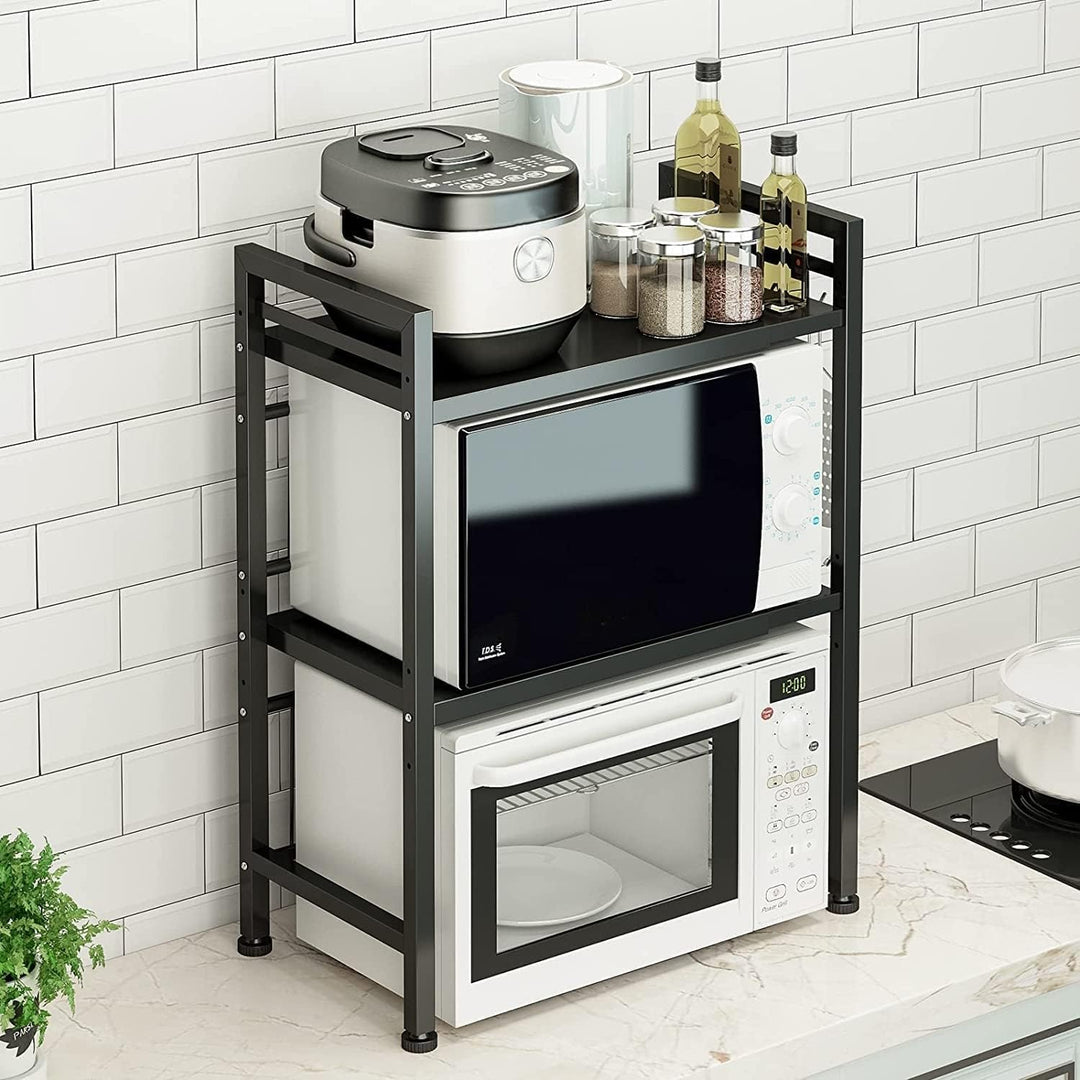 LUHWYJA Erweiterbar Mikrowellenofen Rack, Mikrowelle Regal Verstellbare Mikrowellenhalter Organizer