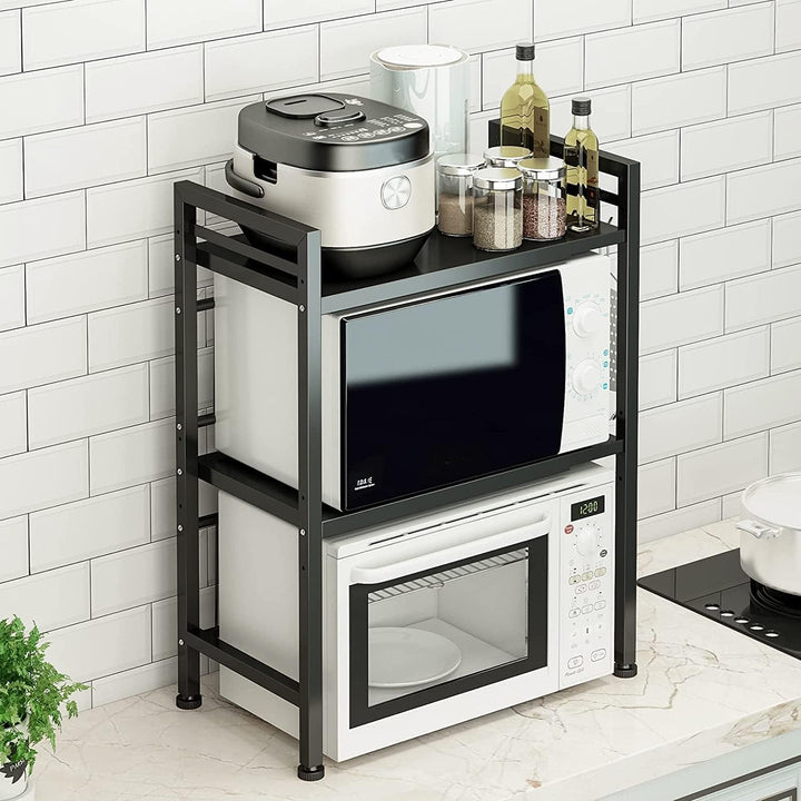 LUHWYJA Erweiterbar Mikrowellenofen Rack, Mikrowelle Regal Verstellbare Mikrowellenhalter Organizer