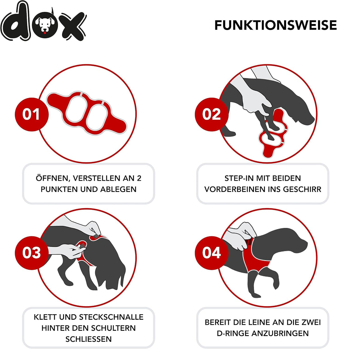 DDOXX Reflektierendes Airmesh Step-In Hundegeschirr - Verstellbare Brust Welpengeschirr für alle Grö