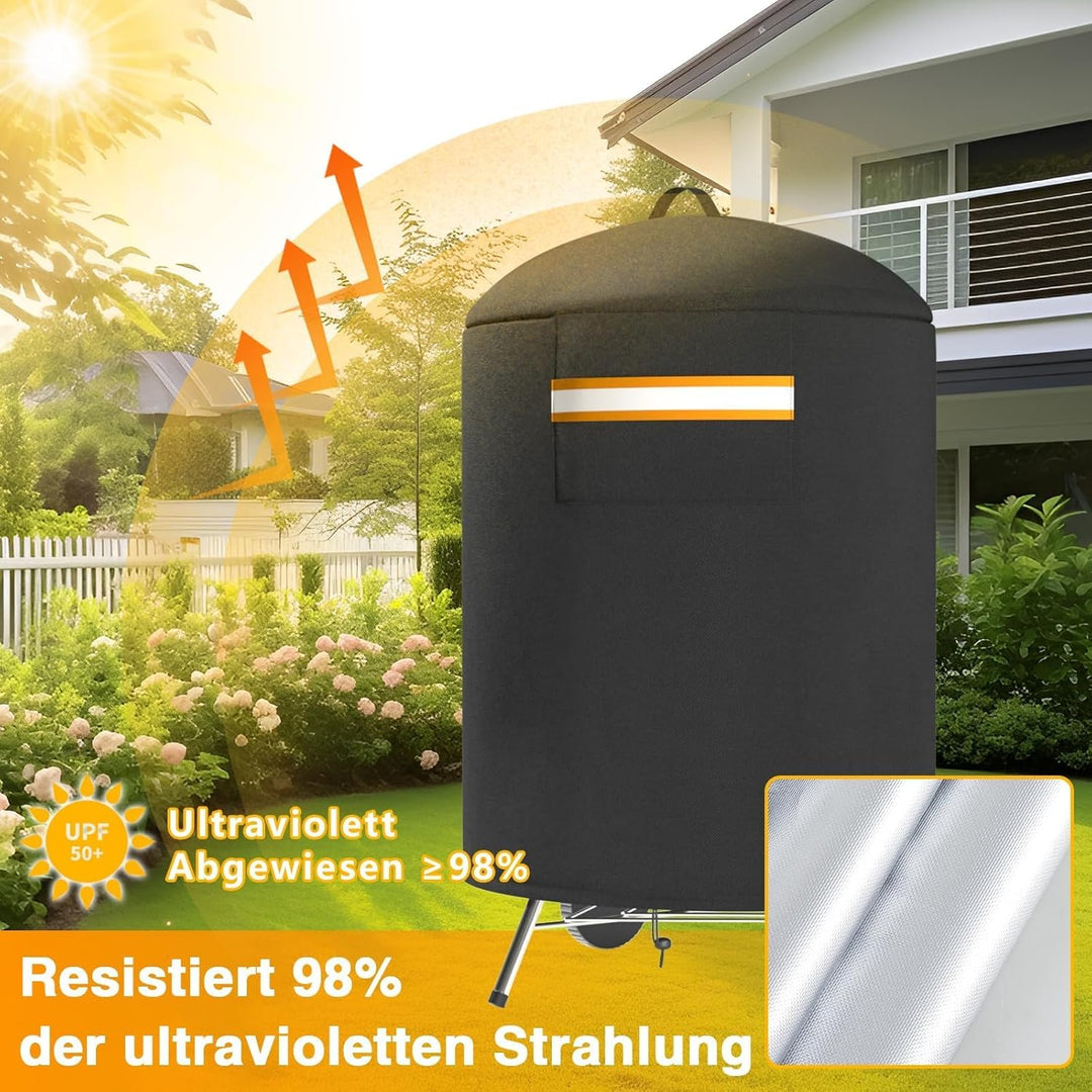 EVRBUL Robuste 420D Grill-BBQ-Abdeckung, Runde Raucher-Schutzhülle mit tragbarem Griff und Lüftung –