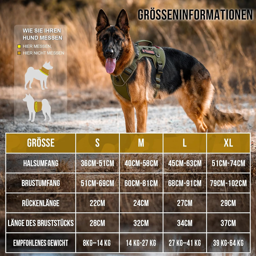 OneTigris Hundegeschirr Grosse Hunde, TACTILITE Taktisches Langlebig Anti Zug Geschirr, No Pull Vers