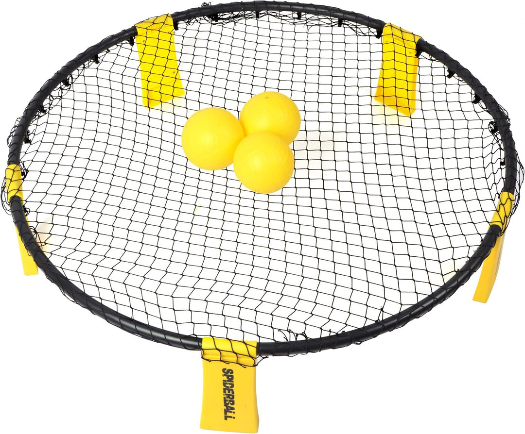 Ocean 5 Spiderball Set, Ball-Spiel mit Netz, 3 Bällen und Tragetasche - zum Spielen im Park, Garten,