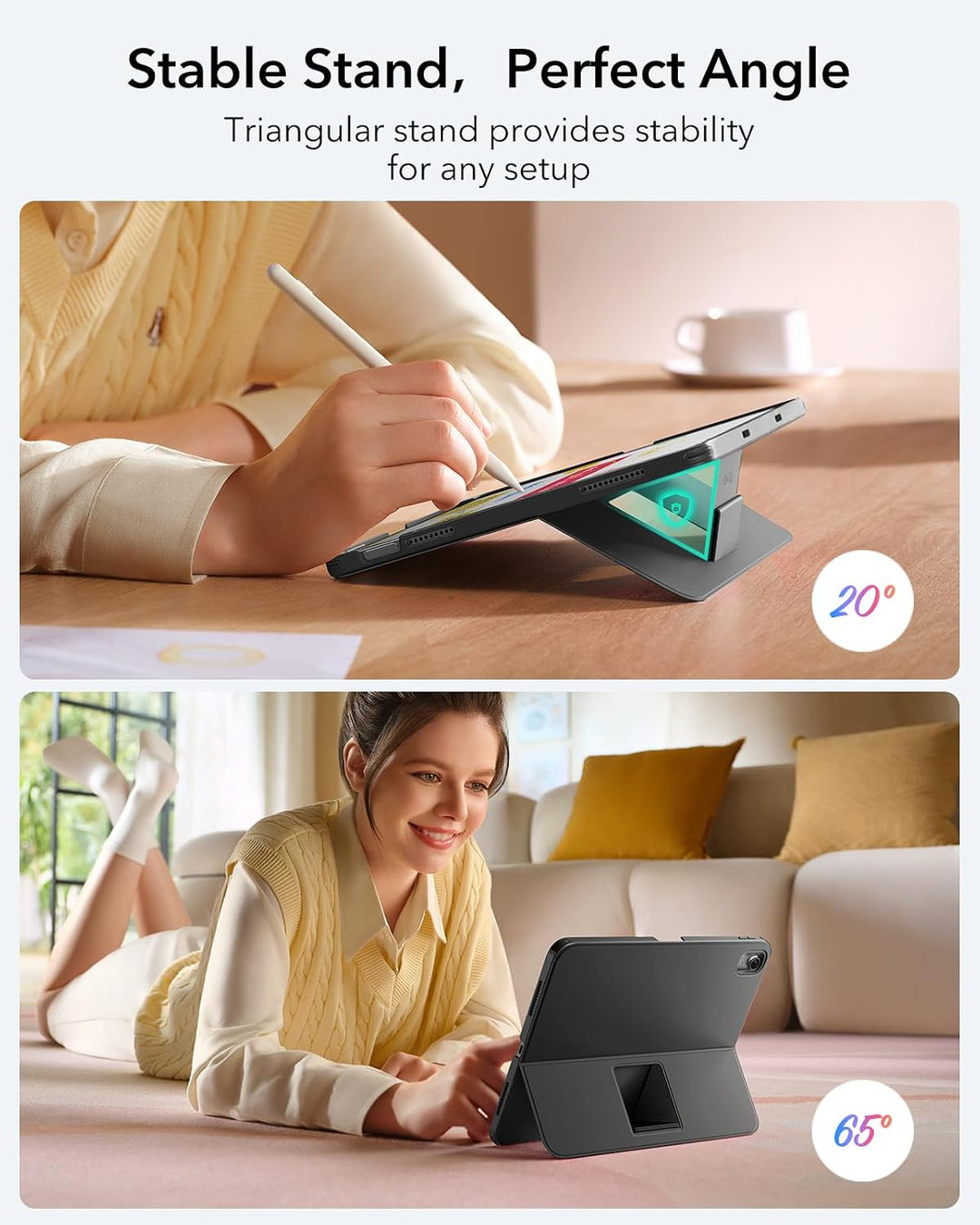 ESR iPad Air 11" (M3/M2) &amp; 5./4. Gen Flex Hülle mit Tastatur, ultraleichte magnetische abnehmbare Ke