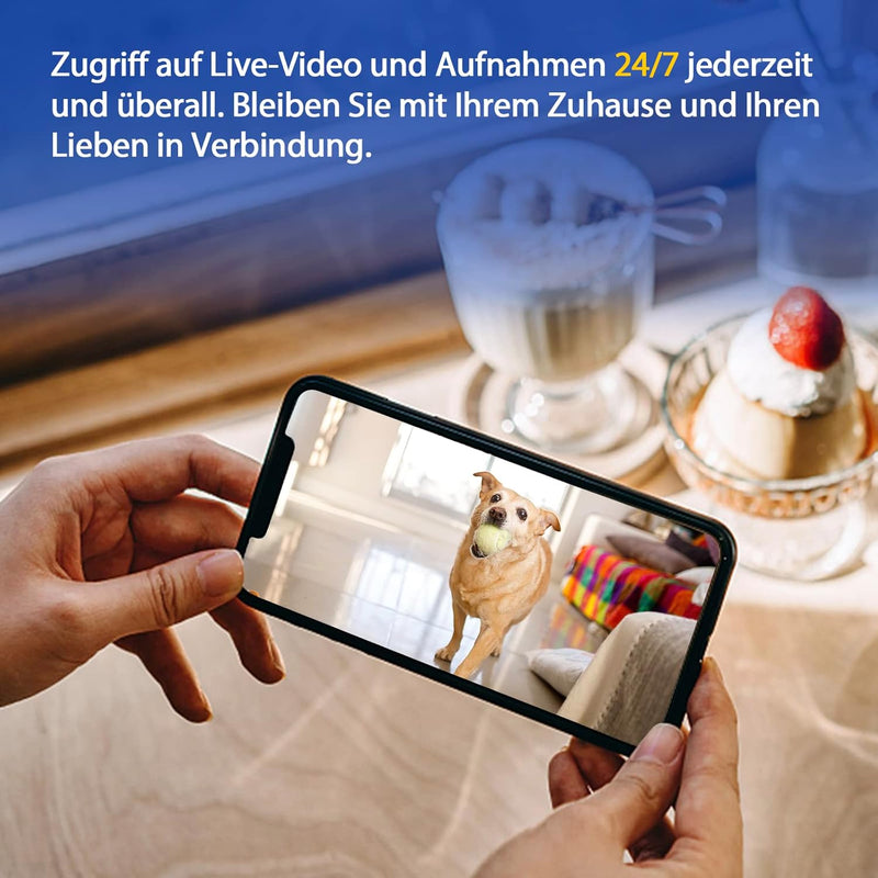 HiKam 4K HD Kleine Kamera, Live Übertragung Handy App, Überwachungskamera Innen Überwachung Hundekam