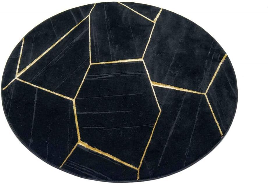 CARPETIA Teppich Wohnzimmer geometrisches Muster schwarz Gold Grösse 60x110 cm, 60x110 cm