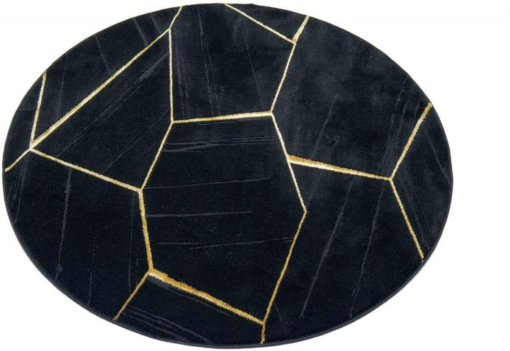 CARPETIA Teppich Wohnzimmer geometrisches Muster schwarz Gold Grösse 60x110 cm, 60x110 cm
