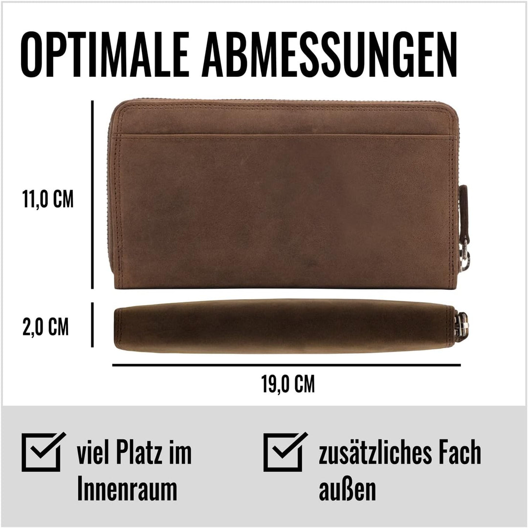 KORUTA® Geldbörse Damen Leder mit RFID Schutz I Portemonnaie Damen Gross mit Münzfach I Echtleder Ge