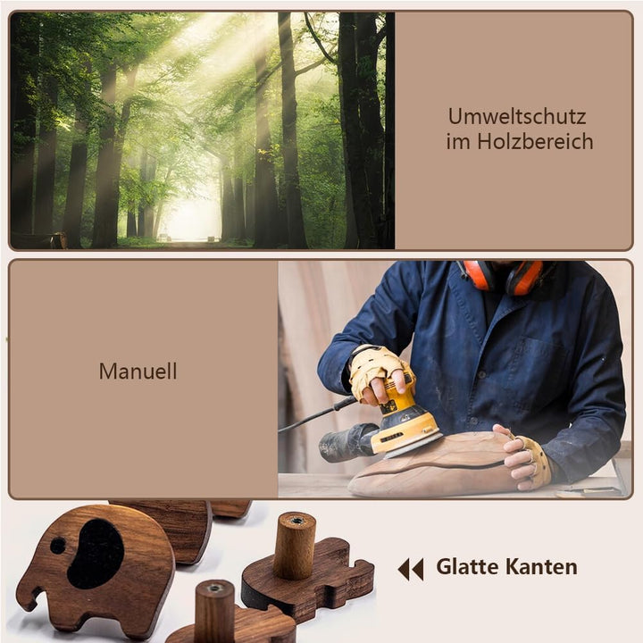 5 Stück Holzkleiderhaken für Kinder, Kleiderhaken Kinder Holz, Kleiderhaken kindergarderobe, Tierfor