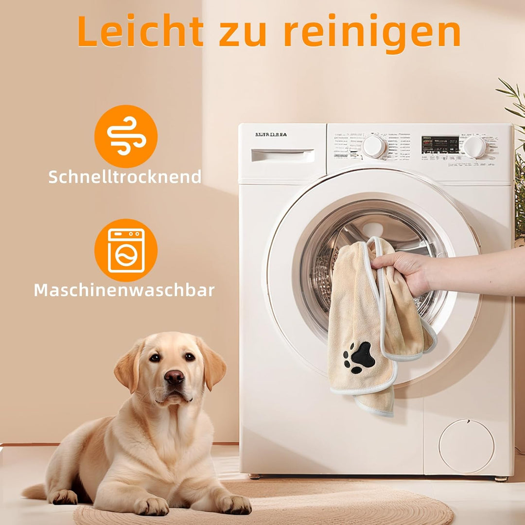 2er Set Hunde Handtuch extra saugfähig, Hundehandtücher aus Mikrofaser, Weich, Langlebig und Schnell