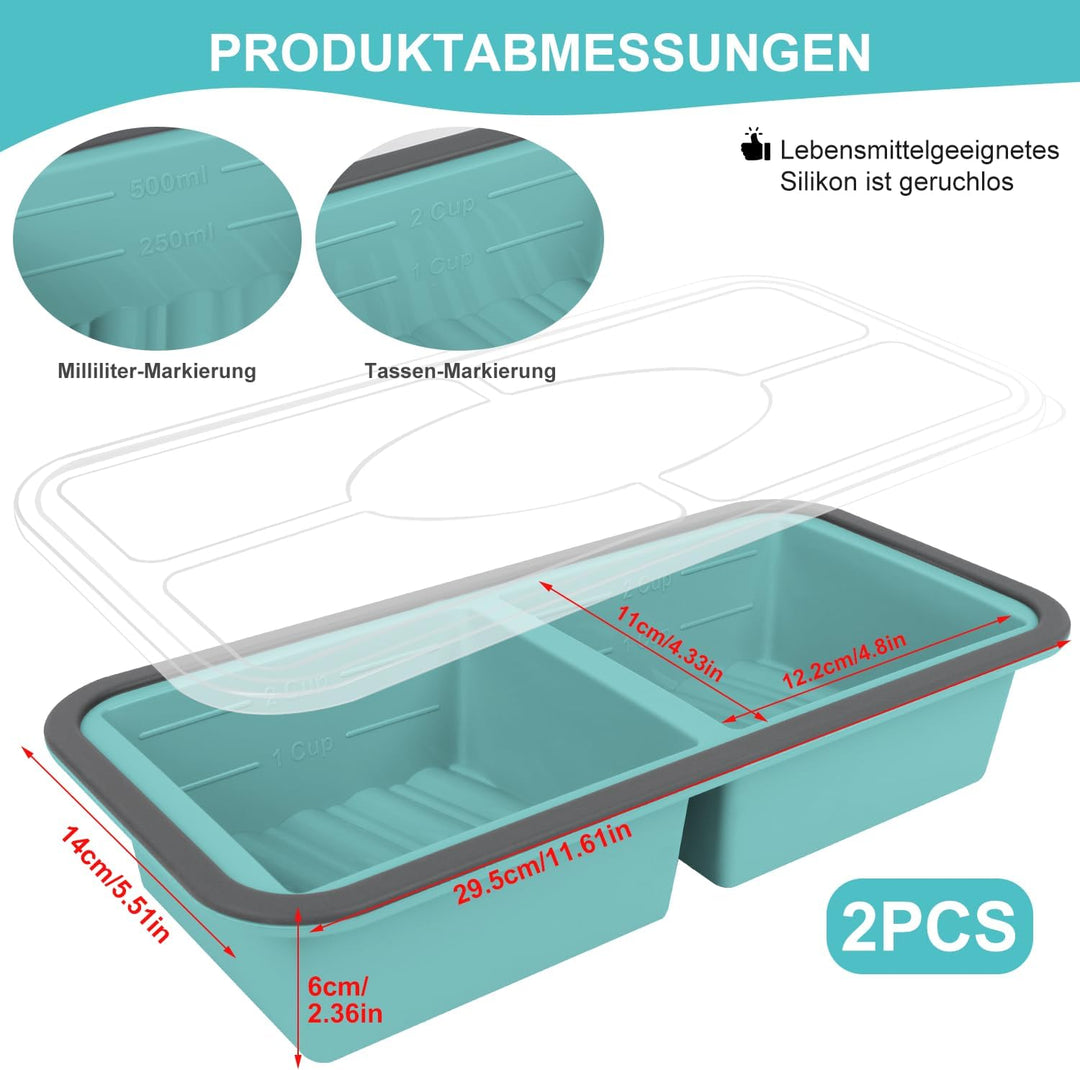 Gefrierbehälter Suppen Einfrieren Behälter Grosse Eiswürfelform 2Stk Silikon Eiswürfelform Mit Decke