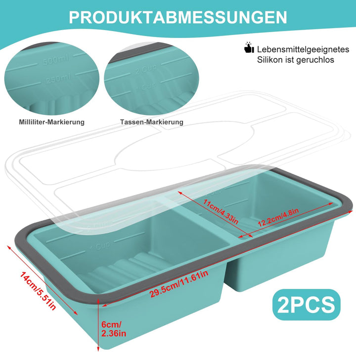 Gefrierbehälter Suppen Einfrieren Behälter Grosse Eiswürfelform 2Stk Silikon Eiswürfelform Mit Decke