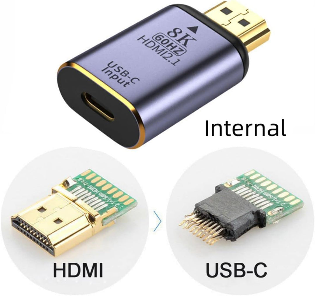 ChenYang CY USB-C Type C Buchse Quelleingang auf HDMI 2.1 Stecker Ausgang HDTV Adapter 8K@60Hz 4K@12