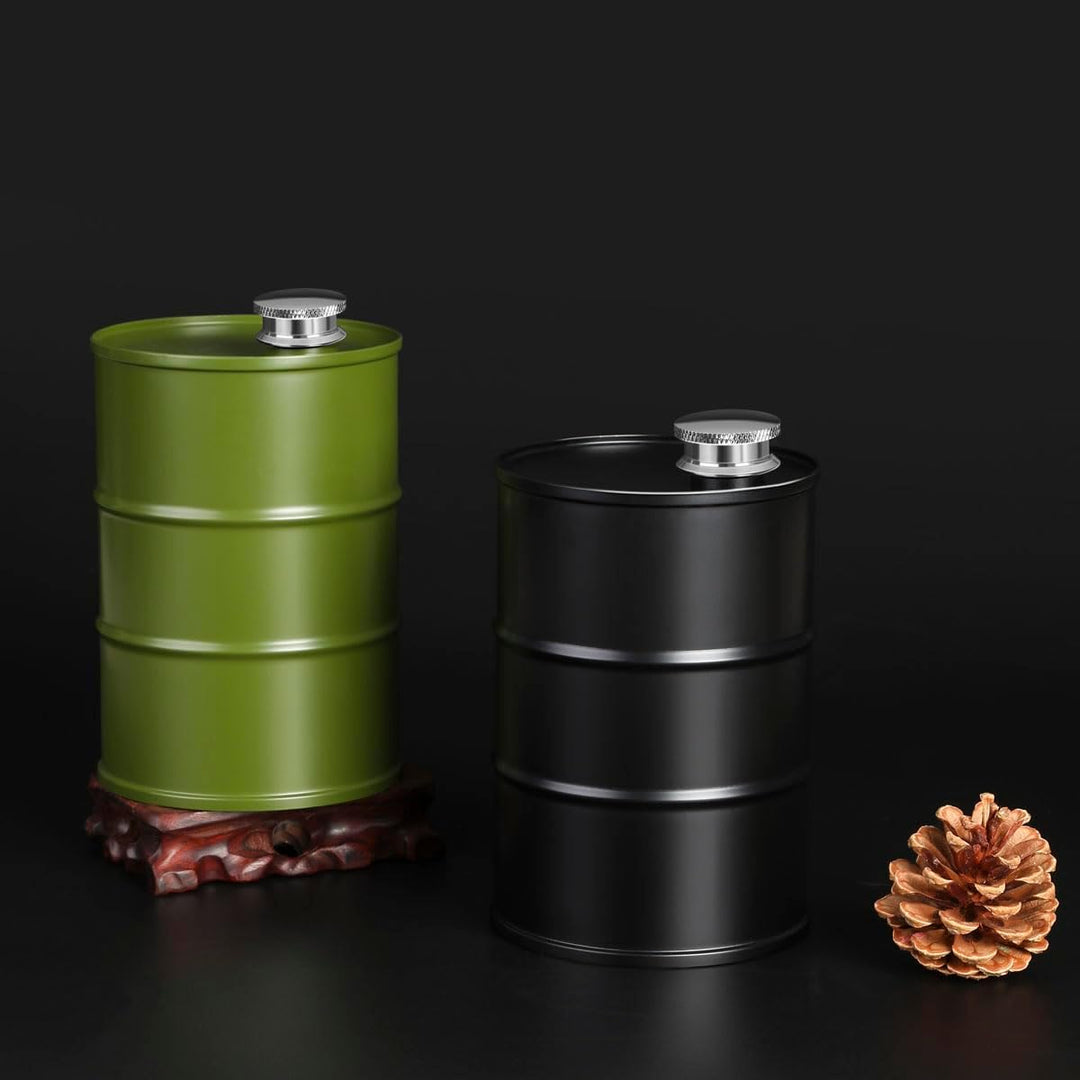 Flachmann aus Edelstahl, fassförmig, gross, 750 ml B. Grün 25 oz, B. Grün 25 oz