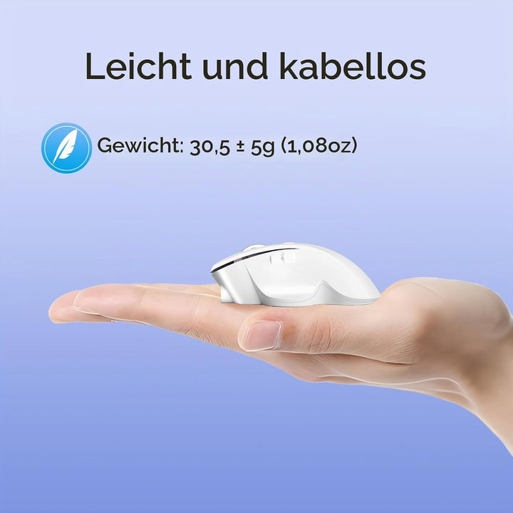 Uiosmuph Mini Bluetooth Maus kabellos, Leise Bluetooth Funkmaus (BT 5.0/5.1+2.4G), USB-C wiederaufla