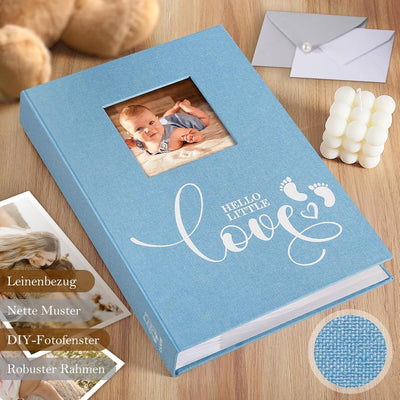 Lanpn Baby Fotoalbum 10x15 300 Fotos, Leinen Babyalbum mit Memo Schreibfeld, Fotoalbum Einsteckalbum