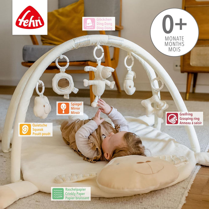 Fehn 154580 3-D-Activity-Decke Schaf / Spielbogen mit 5 abnehmbaren Spielzeugen für Babys Spiel & Sp