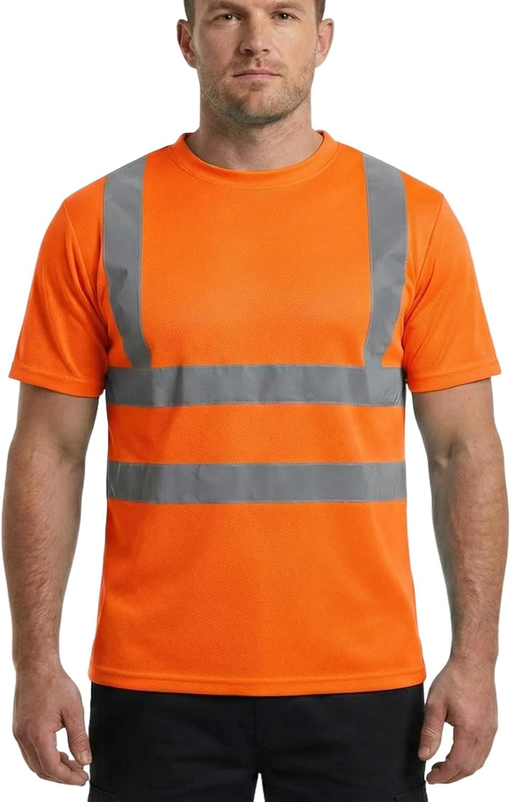 HYCOPROT Warnschutz T-Shirt Warnweste Reflektierend Warnweste Atmungsaktiv Leicht Kurzarmshirt Kurza