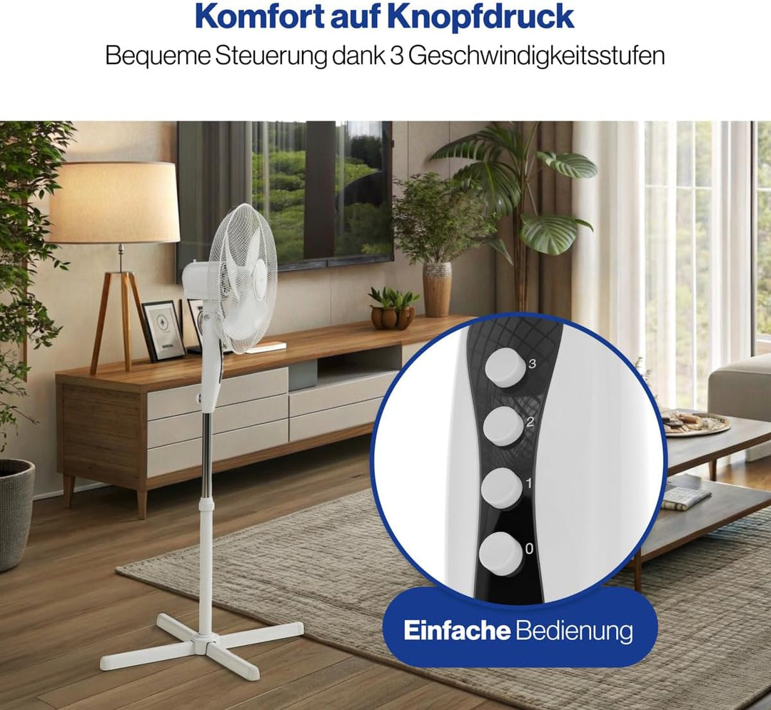 Clatronic Standventilator Ventilator Fan VL 3603 S; sehr leise; Durchmesser 40 cm; Oszillierend/Rota