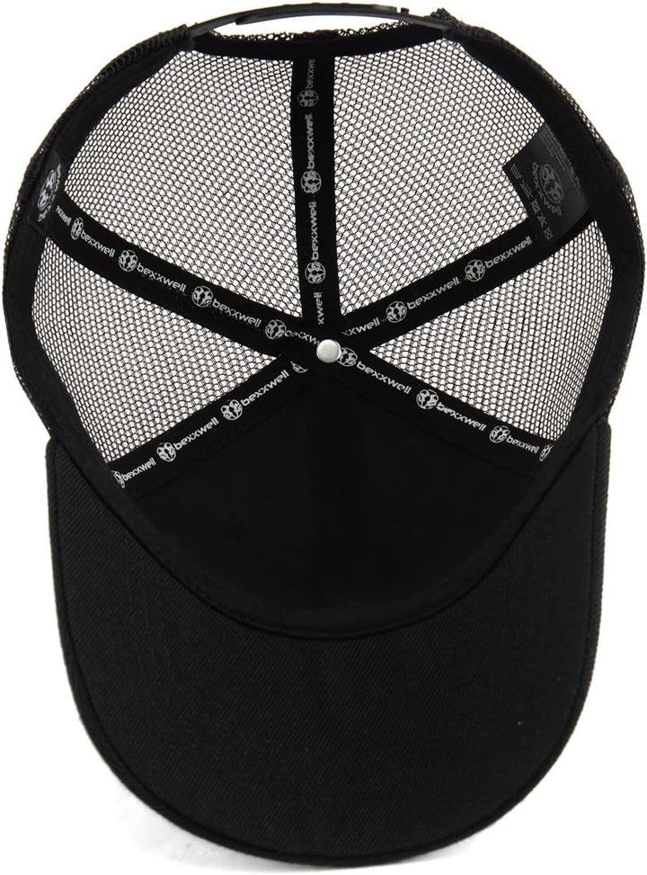 Bexxwell Trucker Cap schwarz mit Kreuz-Stickerei (optimale Passform, Kappe, Black, Truckercap, Cross