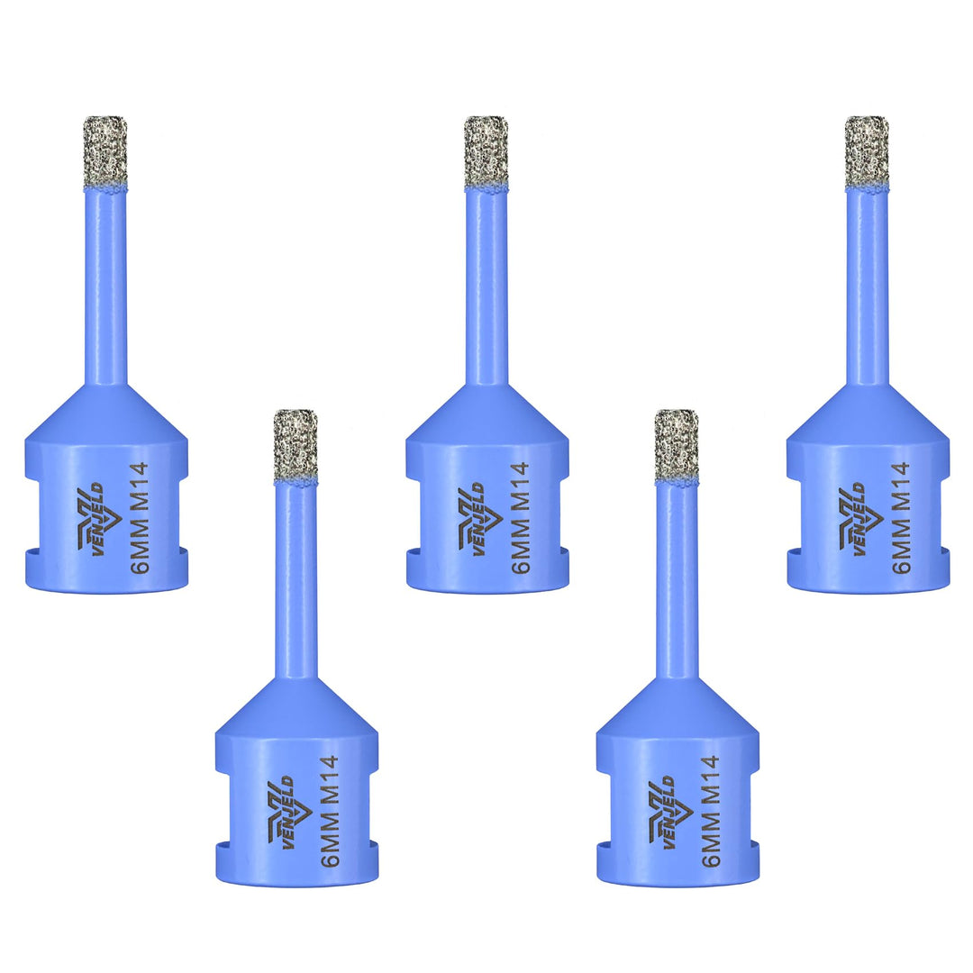 Diamantbohrer Fliesenbohrer 6mm - 5 Stücke Diamant Lochsäge M14 Gewinde, Trockenbohren für Keramik P