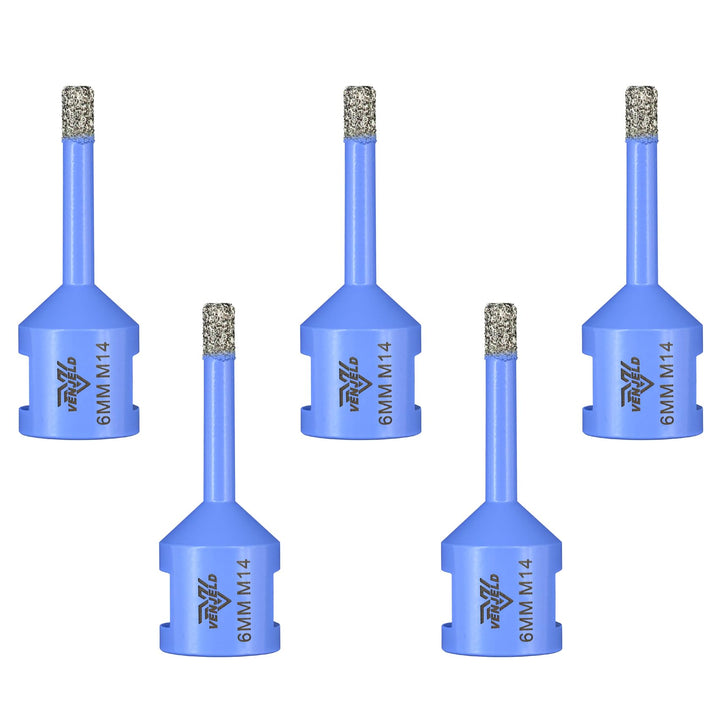 Diamantbohrer Fliesenbohrer 6mm - 5 Stücke Diamant Lochsäge M14 Gewinde, Trockenbohren für Keramik P