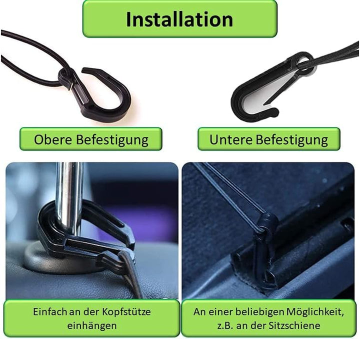 Flexibles Trennnetz für Hunde, universell passend für PKW-Vordersitze, mit 2 Ablagefächern