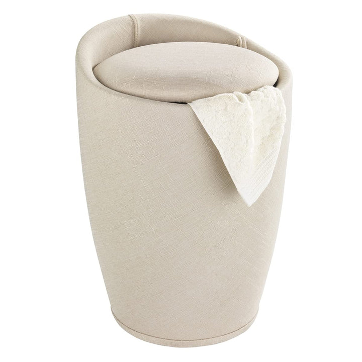 WENKO Badhocker Candy Leinen Optik Beige, Hocker mit Stauraum für das Badezimmer und Wohnzimmer, int