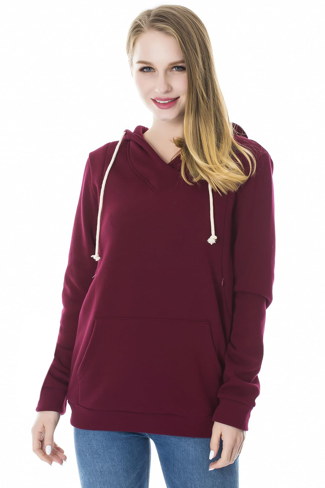 Smallshow Stillanzug Mutterschaft Fleece Stillpullover Stilloberteil Umstandsmode Hoodie Sweatshirt