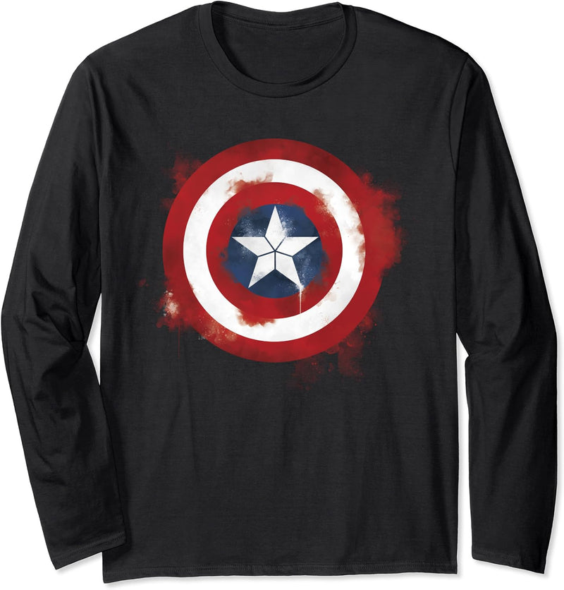 Marvel Avengers Captain America Spray Paint Logo Langarmshirt