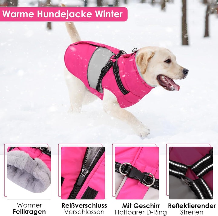 AOFITEE Hundemantel Winter, Wasserdicht Warme Hundejacke Wintermantel für Grosse Hunde, Reflektieren