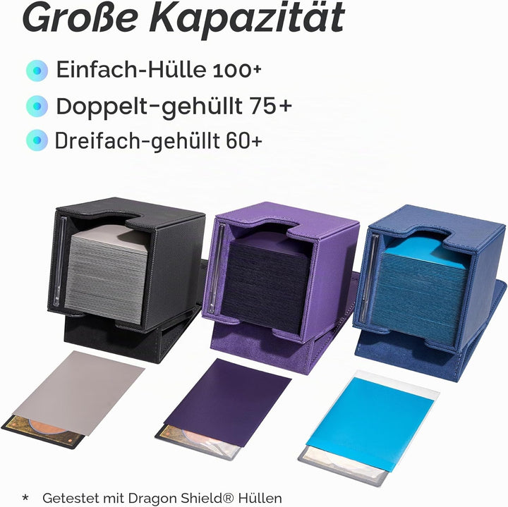 Mage Tech Commander Deck Box Lite - Leichter Kartenhalter mit abnehmbarer Abdeckung, passend für 100