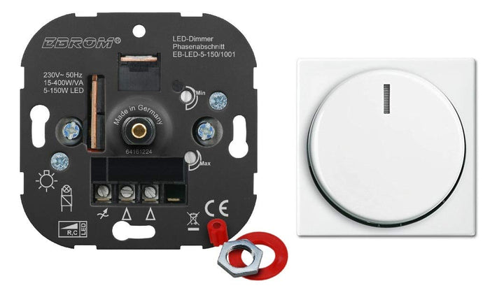 5 Jahre Garantie! EBROM® Unterputz LED Dimmer Drehdimmer + Busch Jäger Dimmerabdeckung 2115-914 alpi