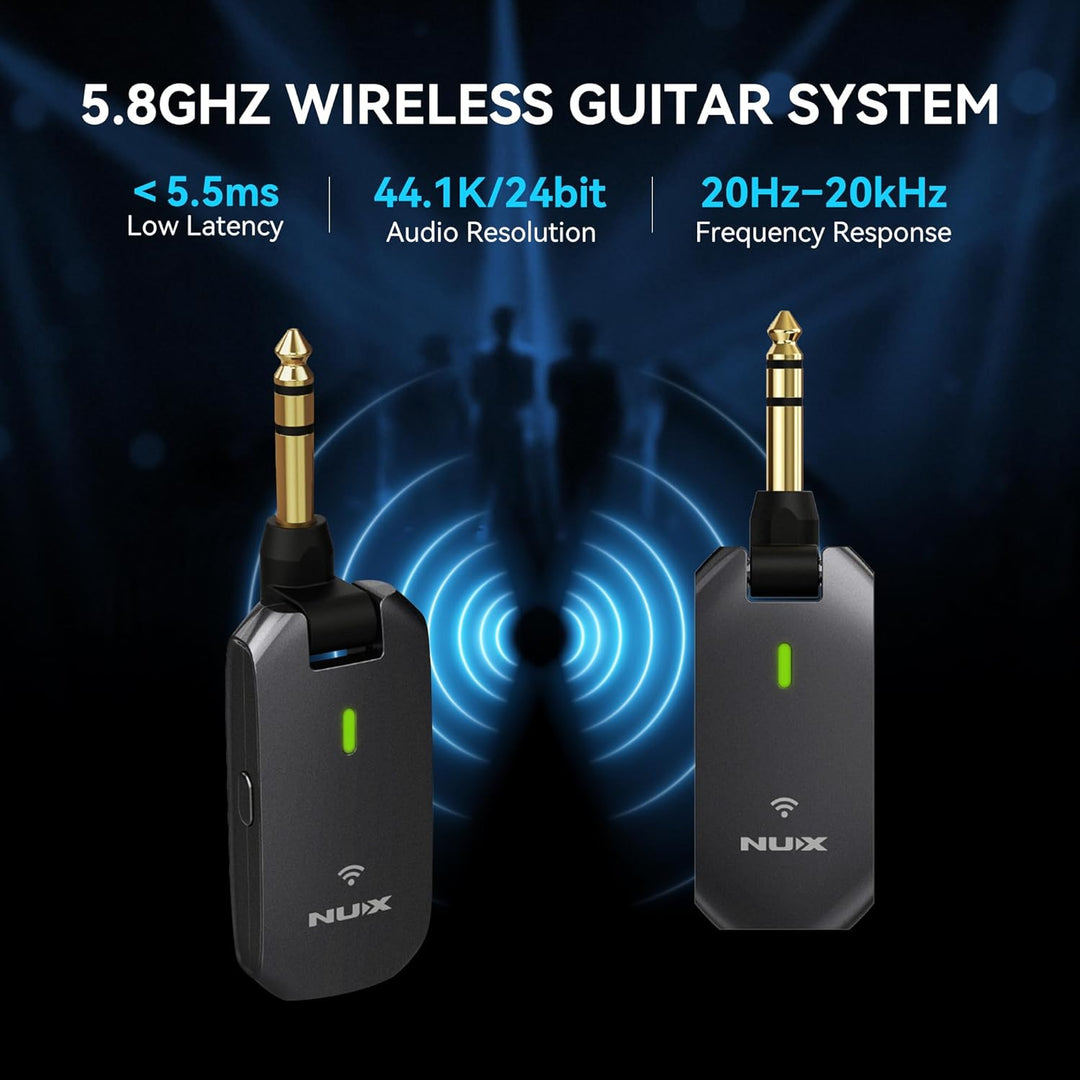 NU-X C-5RC Wiederaufladbares kabelloses Gitarren-Bug-Set | Trägerfrequenz 5,8 GHz