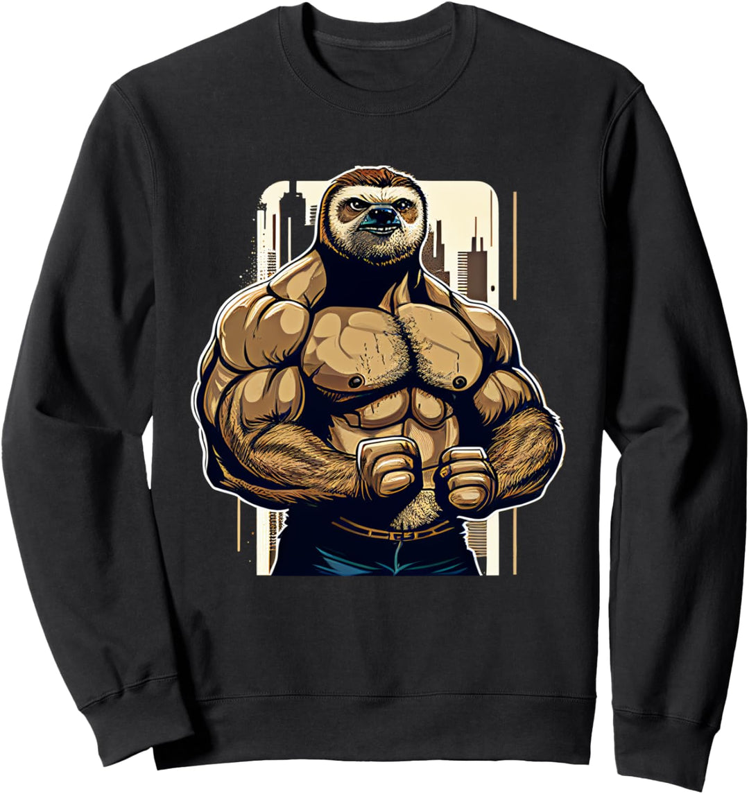 Bodybuilder Faultier Lustiges Bodybuilding Faultier Fitness Sweatshirt