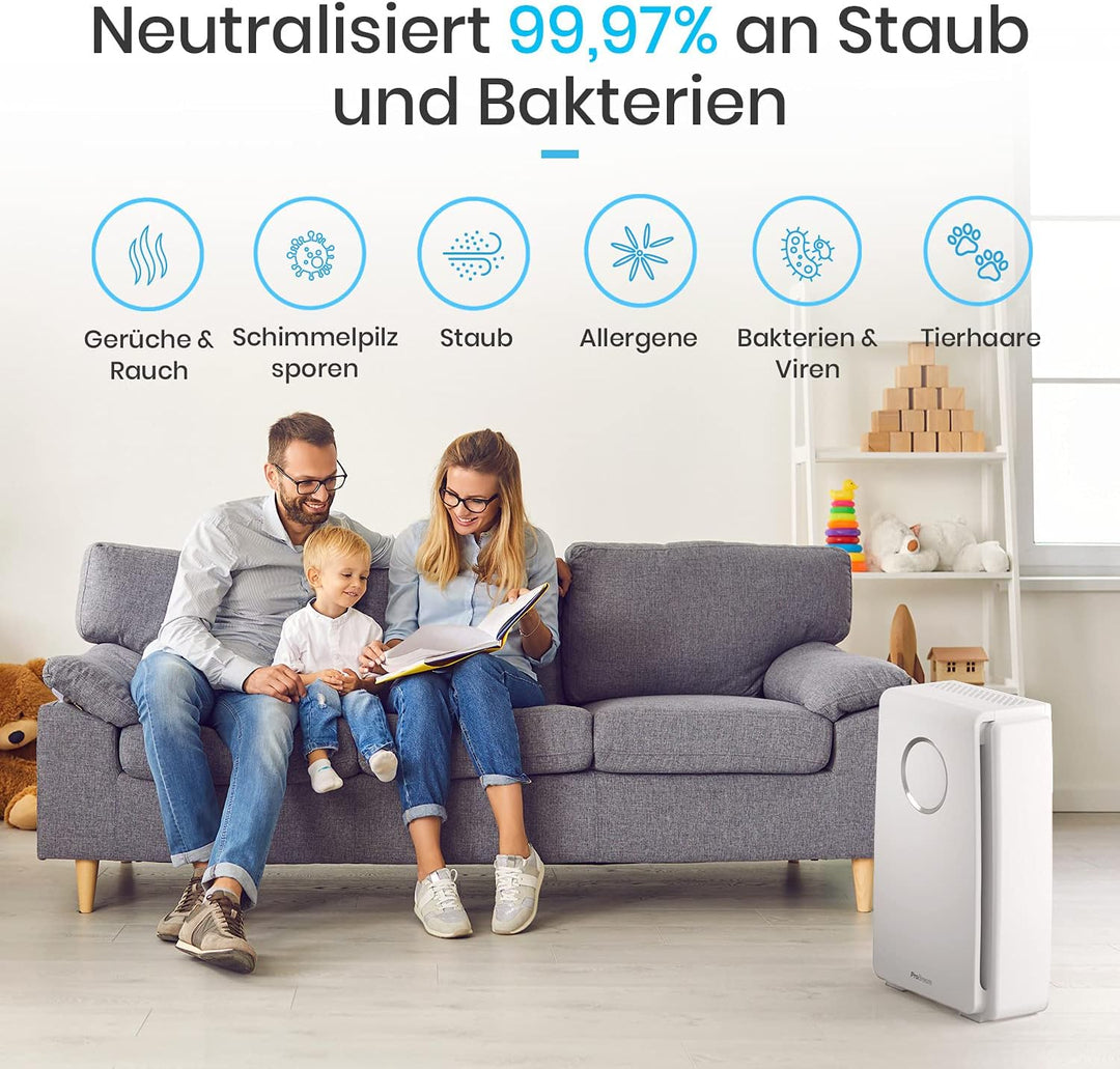 Luftreiniger von Pro Breeze mit True HEPA Luftfilter für Allergiker, Air Purifier für bis zu 40m², C