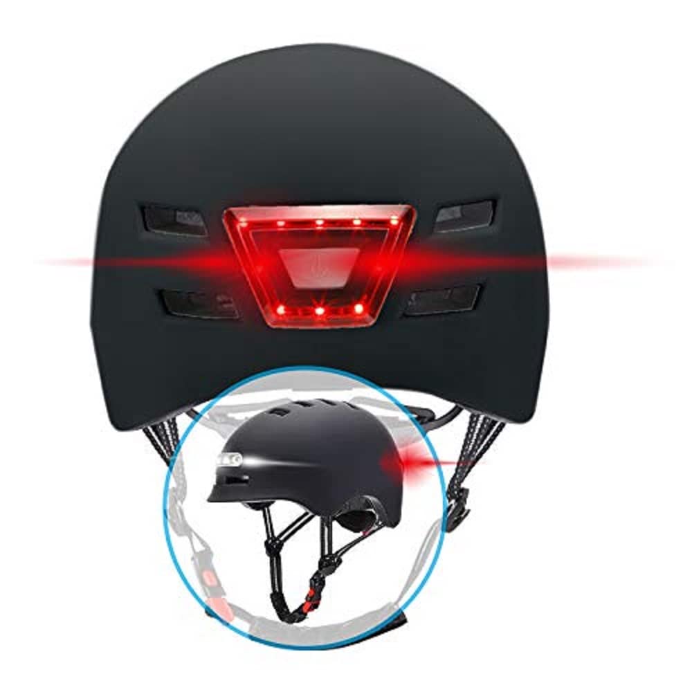 Beeper ME135 Fahrradhelm, Tretroller mit integriertem Frontlicht und Rücklicht M Schwarz, M Schwarz