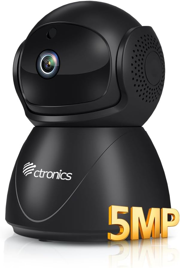 ctronics 5MP PTZ Überwachungskamera Innen WLAN, 2,4GHz/5GHz Dualband WiFi IP Kamera Indoor mit 355°/