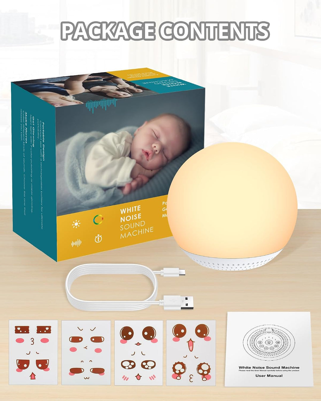 HOMGEN 2 in 1 White Noise Machine Silikon Weisses Rauschen Maschine für Babys Type-C Wiederaufladbar